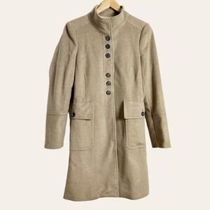 Zara Taupe Brown Single Breasted Wool Blend Over Coat Size Small